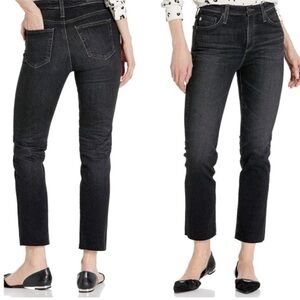 NWT AG THE ISABELLE High-Rise Straight Crop Black Jean